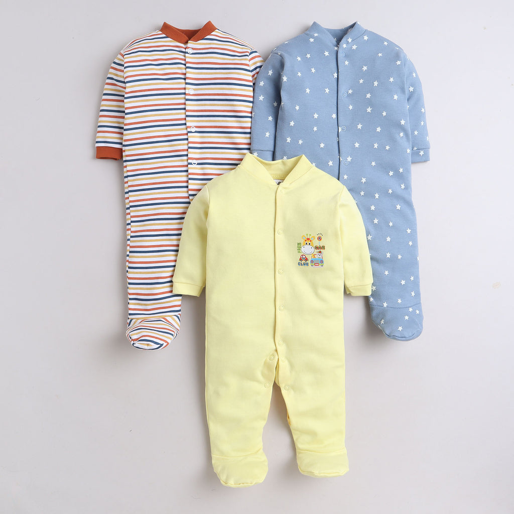 Multi Print Sleepsuit Pack of 3,