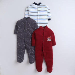 Multi Print Sleepsuit Pack of 3,