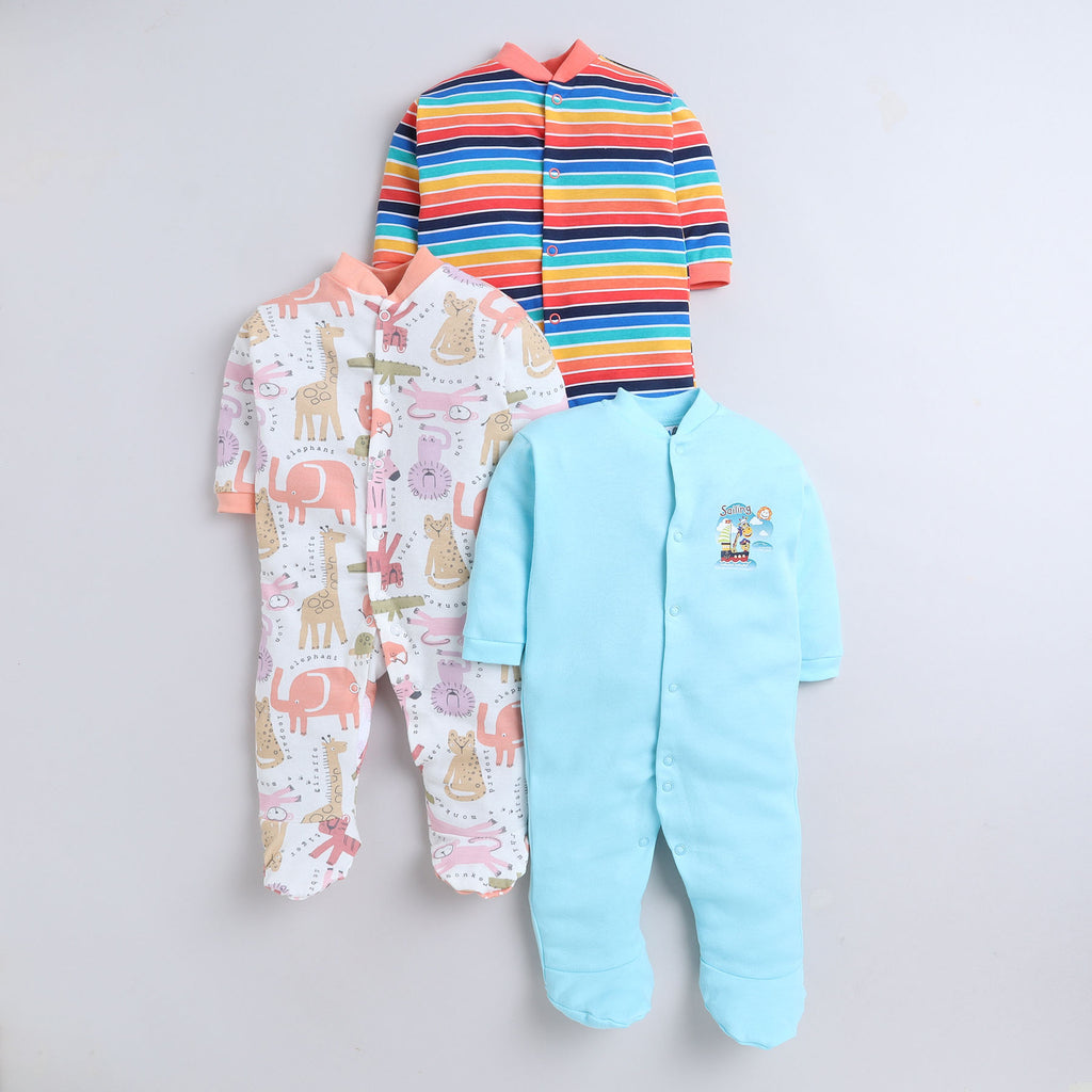 Multi Print Sleepsuit Pack of 3,